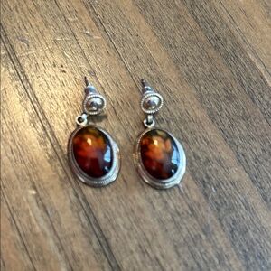 Brown and gold tone Drop Earrings